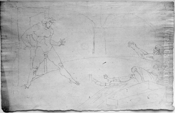 Skiss till illustration av Schillers "Der Rauber" - view 1