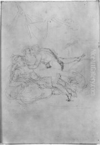 Karleksakt med satyr, kvinna och faun by Johan Tobias Sergel