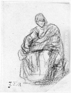 Sittande kvinna by Jean-Francois Millet