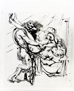 Samlagsscen mellan satyr och nymf