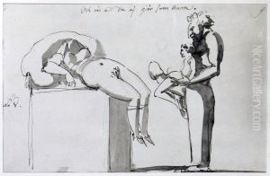 Obscen satyrherm, yngling och kvinna by Johan Tobias Sergel