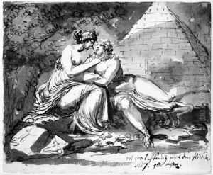Illustration till visan "Pa lifvets modosamma strat". Fjarde versen 7. "och var bestandig mot den flickan" by Johan Tobias Sergel