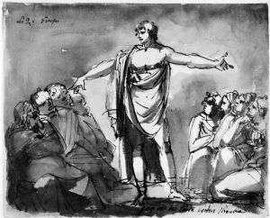 Illustration till visan "Pa lifvets modosamma strat". Tredje versen 2 "Jag vill den larda varlden skanka" by Johan Tobias Sergel