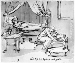 Illustration till visan "Pa lifvets modosamma strat". Forsta versen 3. "Vart lif det borjar ju med grat" by Johan Tobias Sergel