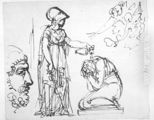 Minerva forattar vinoffer over en yngling by Johan Tobias Sergel