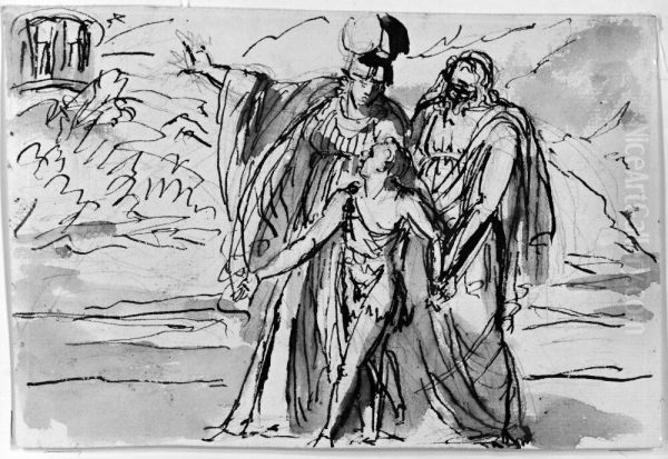 Le pere remet son fils entre les mains de Minerve pour le conduire au temple de la Vertu - view 1