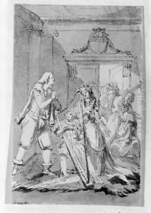 Illustration till "Gustav Adolfs adelmod", akt 2, scen 6 by Johan Tobias Sergel