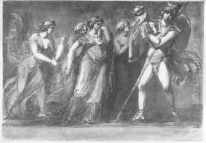 Hektors avsked fran Andromache och sonen Astyanax by Johan Tobias Sergel