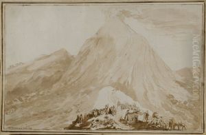 Gustav III och hans folje bestiger Vesuvius Gustav III och hans folje bestiger Vesuvius