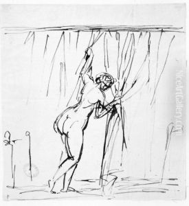 Kvinnofigur vid sangalkov by Johan Tobias Sergel