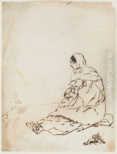 Study of a Seated Peasant Woman with a Child by Claude Lorrain (Claude Gellee)