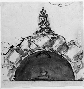 Studie till begravningsmonumentet till Gustav III i Riddarholmskyrkan Studie till begravningsmonumentet till Gustav III i Riddarholmskyrkan
