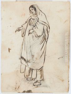 A Standing Peasant Woman by Claude Lorrain (Claude Gellee)