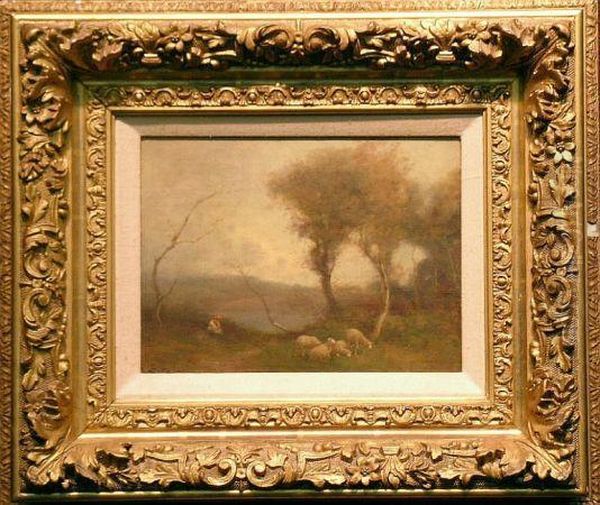 Shepherdess At Rest Beside A Lake - view 1