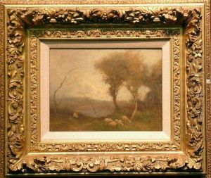 Shepherdess At Rest Beside A Lake by Edwin Sherwood Calvert