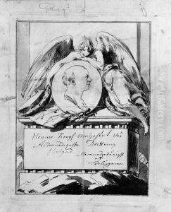 Forslag till forsattsblad till bok. F 1029 Pierre-Hubert L'Archeveque. Samuel Klingstiernas apoteos by Johan Tobias Sergel
