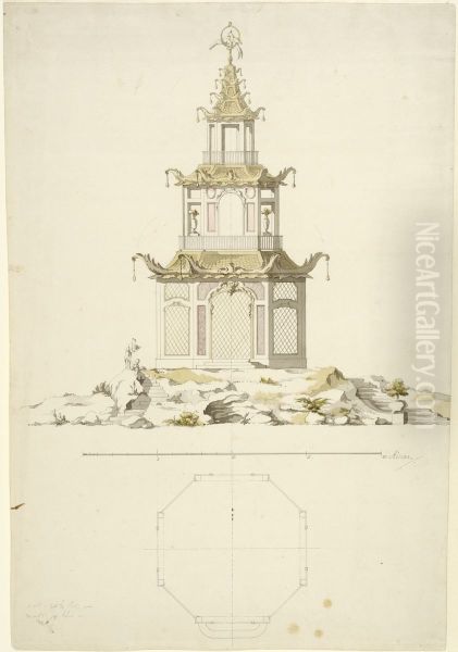 Voljar vid Kina slott, Drottningholm. Fasad och plan - view 1