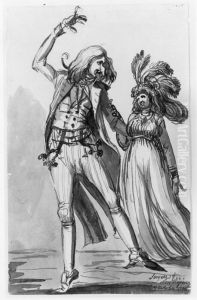 Polske diplomaten greve Josef Sierakowski i en kontradans by Johan Tobias Sergel