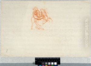 Study for Two Horsemen on the Left in The Battle of the Milvian Bridge, Painted at Vaux-le-Vicomte by Charles Le Brun