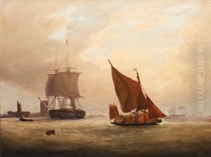 Fishing Boats In Harbour by Frederick Calvert