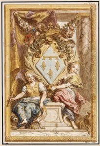 Orleans vapenskold med allegoriska figurer by Charles de La Fosse