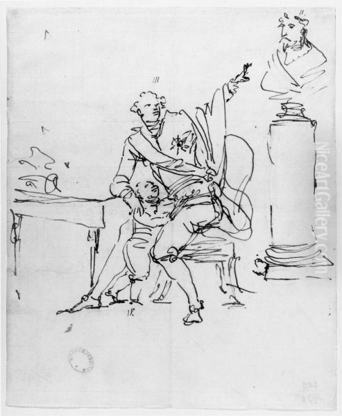 Gustav III visar Gustav IV bysten av Gustav II - view 1