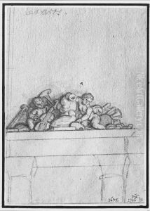 Putti med de skona konsternas attribut by Charles de La Fosse