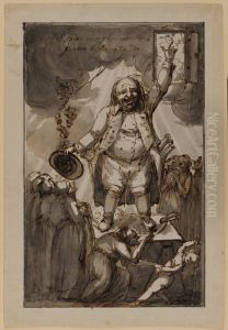 Our Father in Kungsbacken il vero Pulcinella. Elias Martin by Johan Tobias Sergel