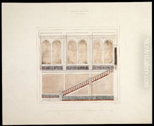 National Museum zu Stockholm. Das Vestibulum. Querdurchschnitt by Friedrich August Stuler