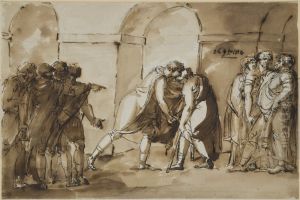 Karl Johans besok i Sergels atelje by Johan Tobias Sergel