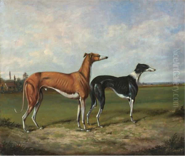 Two Greyhounds In A Landscape - view 1