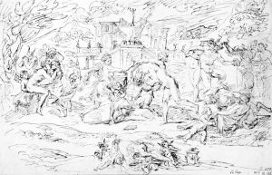 Dansande nymfer och satyrer by Raymond Lafage