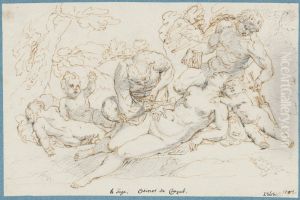 Satyr Unveiling a Sleeping Nymph (or Aphrodite) by Raymond Lafage