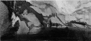 Bergslandskap och sjo eller flodstrand by Victor Hugo