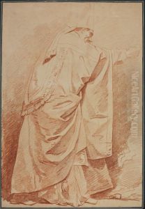 Study for Drapery, Standing Bishop by Jean-Honore Fragonard