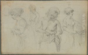 Fyra kvinnostudier by Augustin de Saint-Aubin