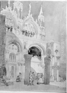 San Marcos fasad, sodra delen, Venedig by Fredrik Wilhelm Scholander