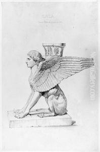 Kandelaber i form av en vingad sfinxfigur, Pompeji by Fredrik Wilhelm Scholander