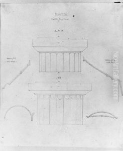 Helhetsbilder och detaljer av doriska kapitaler, Pompeji by Fredrik Wilhelm Scholander