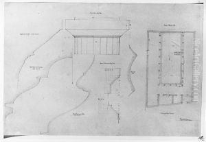 Plan av Isistemplet och diverse detaljritningar av skolan, Pompeji by Fredrik Wilhelm Scholander