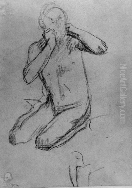 Sittande man, modellstudie - view 1