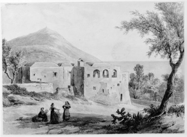 Italienskt landskap med en borg - view 1