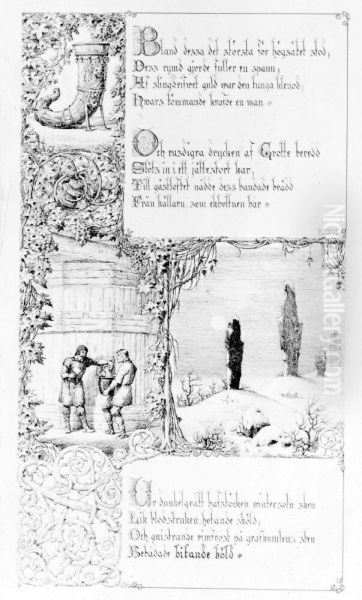 Illustration till "Fjolners saga". Plansch 5 - view 1