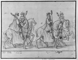 De fyra huissiers vid kanslersambetet by Francois Chauveau