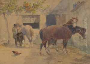 La Visite Du Forgeron by Leon Georges Calves