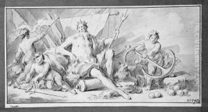 Neptun med tre putti