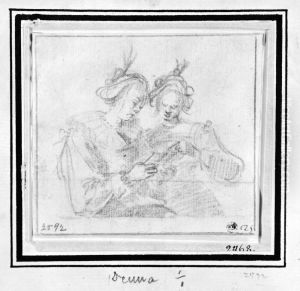 Tva sjungande damer by Jacques Callot