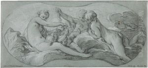 The Three Graces Playing with Cupid by Francois Boucher