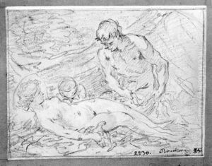 Venus, Amor och en satyr by Francois Boucher