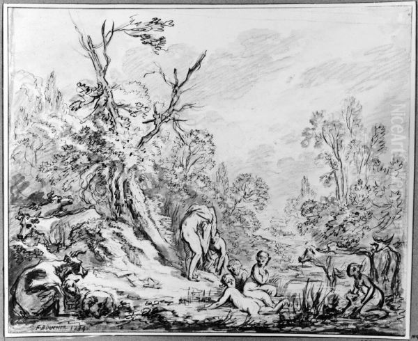 Landskap med badande kvinnor - view 1